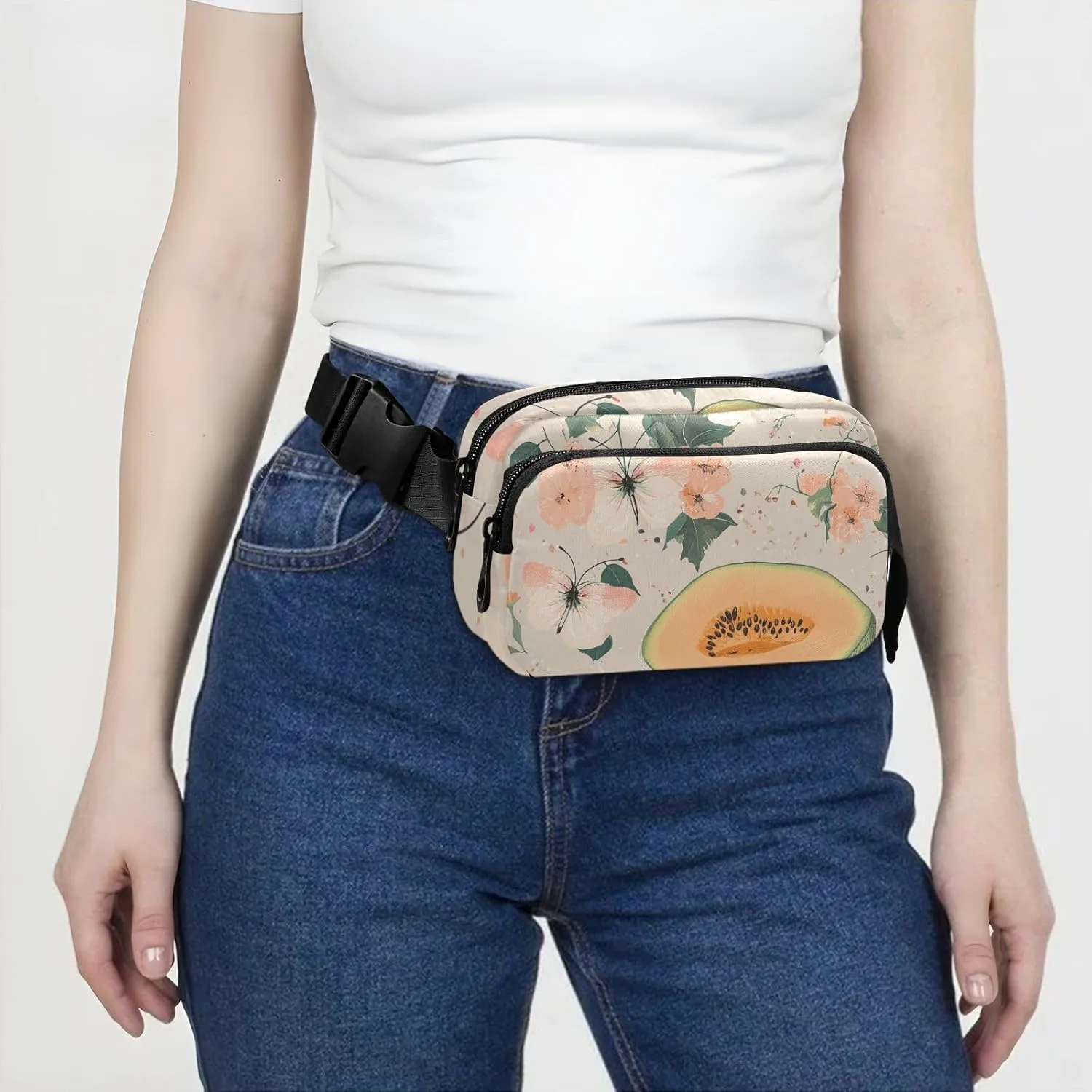 Cartoon Fruit Stylish Crossbody Bag Waist Packs for Women Men Waterproof Sling Chest Bags with Adjustable Strap for Travel Vacation Running
