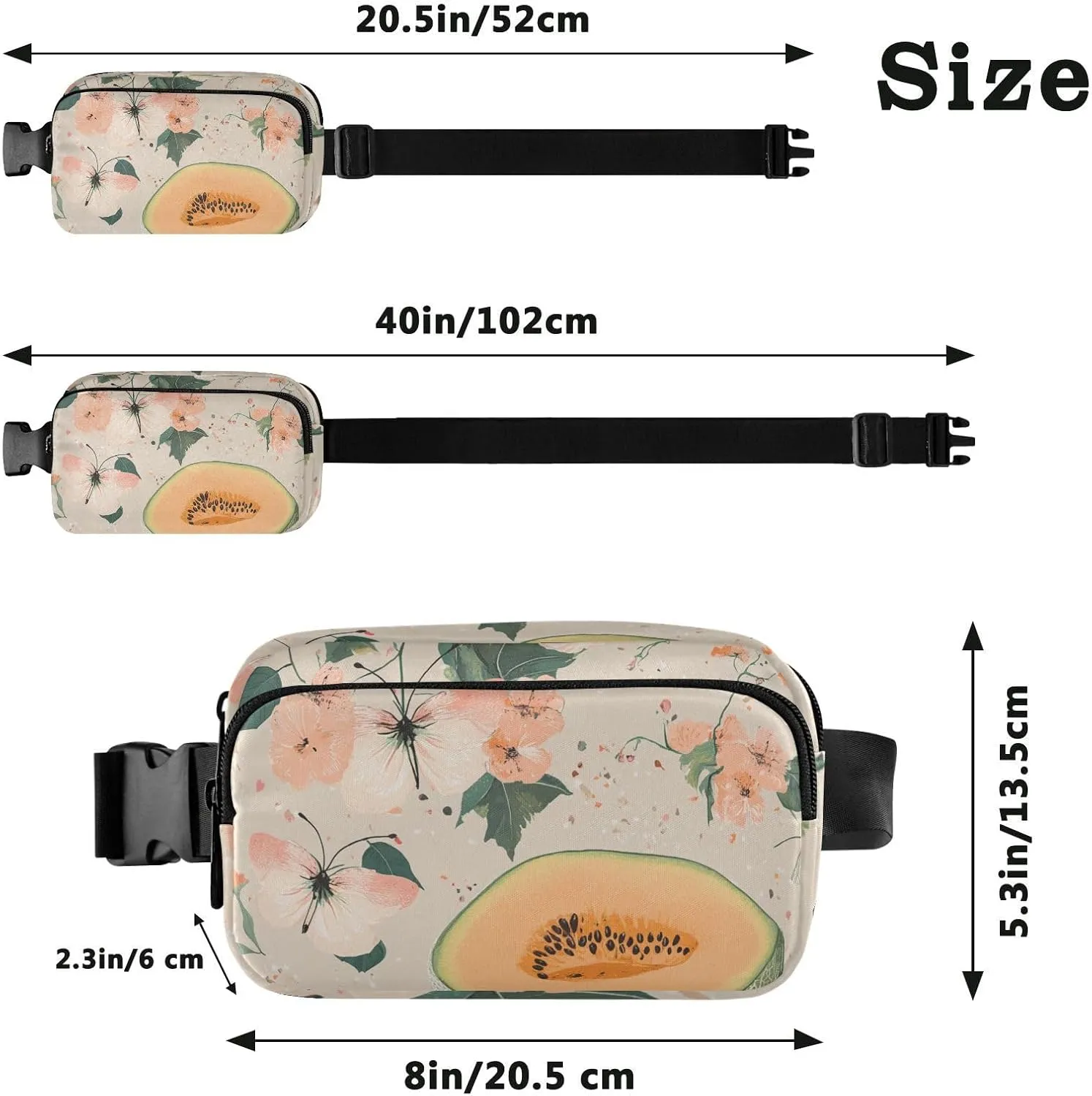 Cartoon Fruit Stylish Crossbody Bag Waist Packs for Women Men Waterproof Sling Chest Bags with Adjustable Strap for Travel Vacation Running