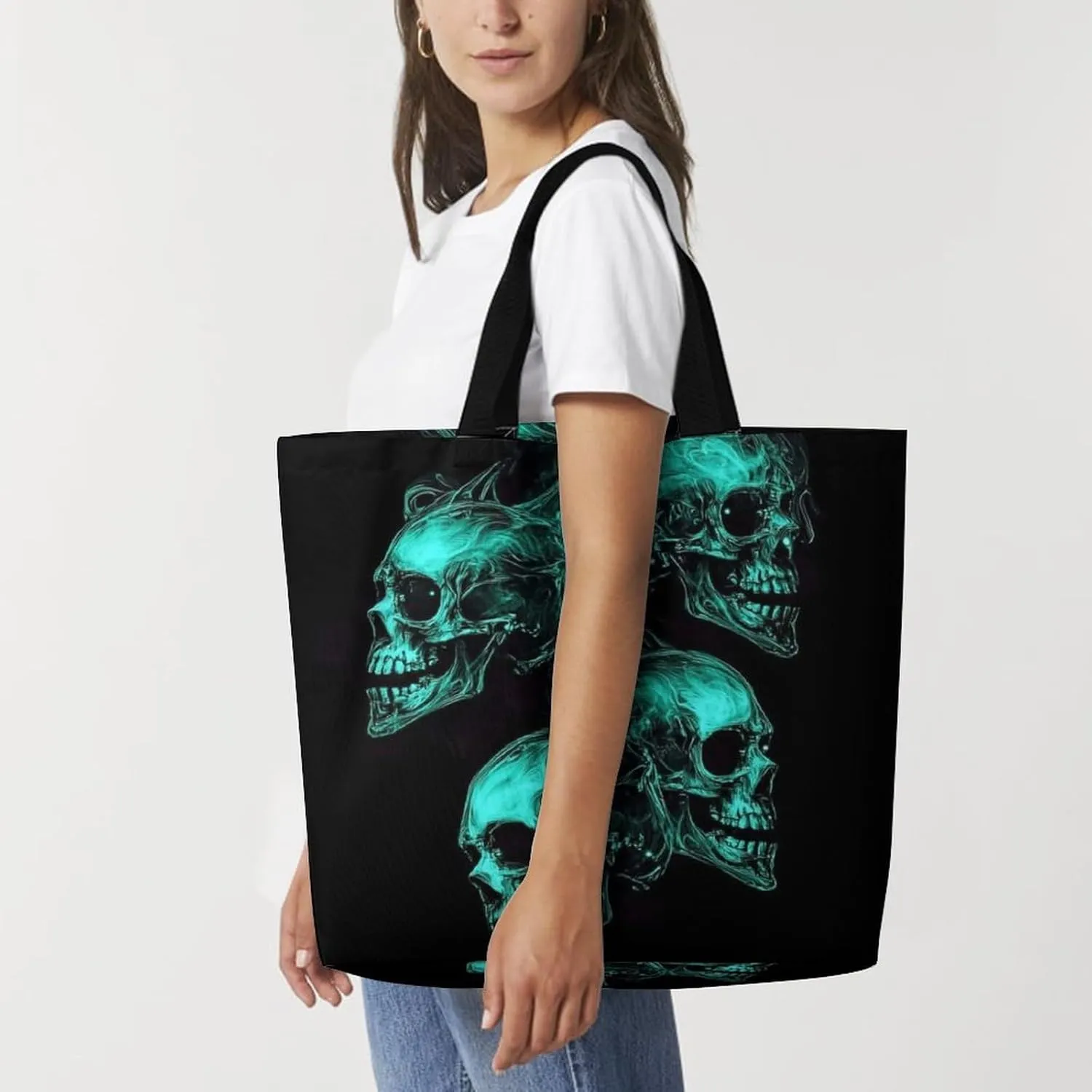 Casual Grocery Shopping Bag, Portable Beach Shoulder Bags Reusable Tote Bag for Travel Office