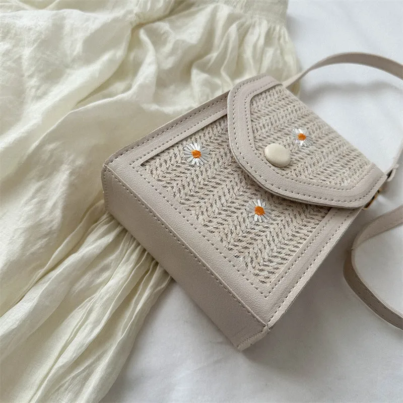 Casual Straw Mobile Female Summer Fashion Phone Bags