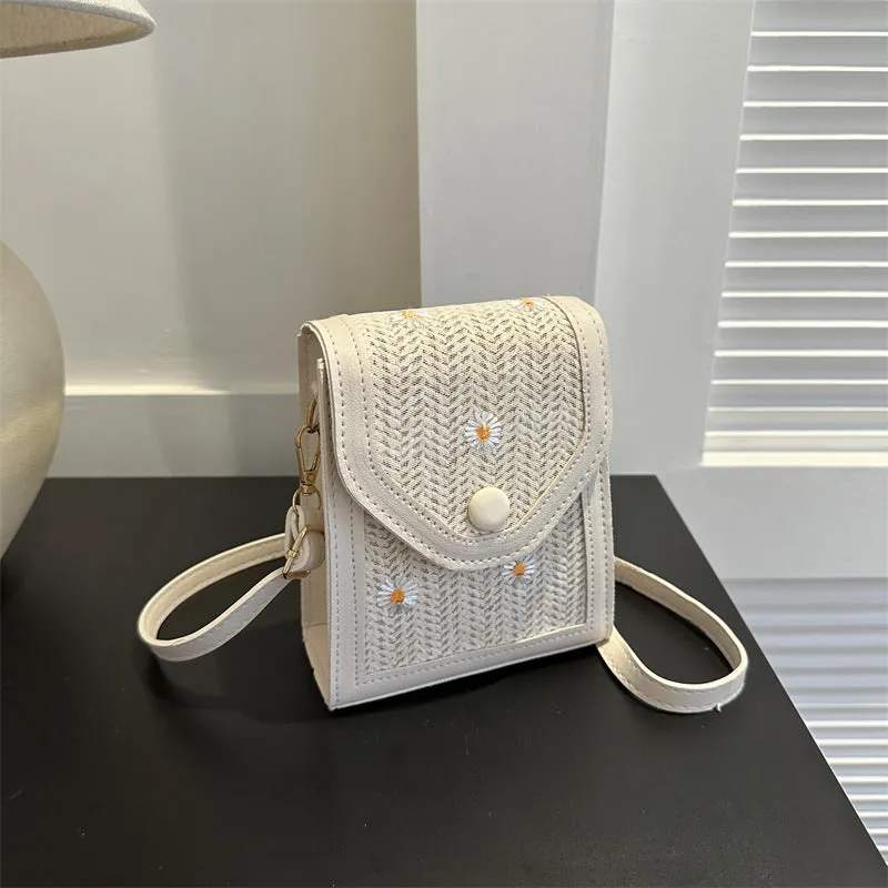 Casual Straw Mobile Female Summer Fashion Phone Bags