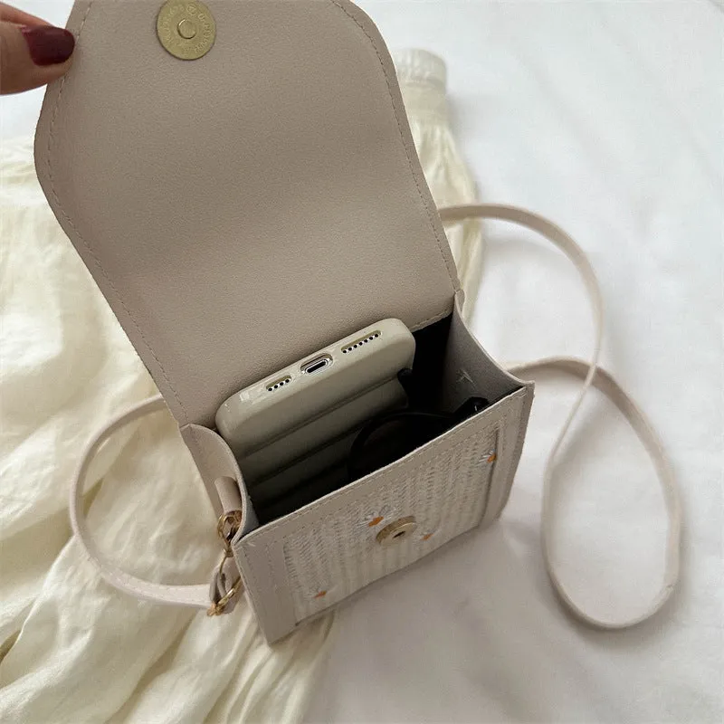 Casual Straw Mobile Female Summer Fashion Phone Bags
