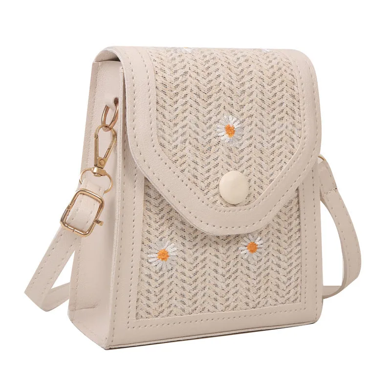 Casual Straw Mobile Female Summer Fashion Phone Bags