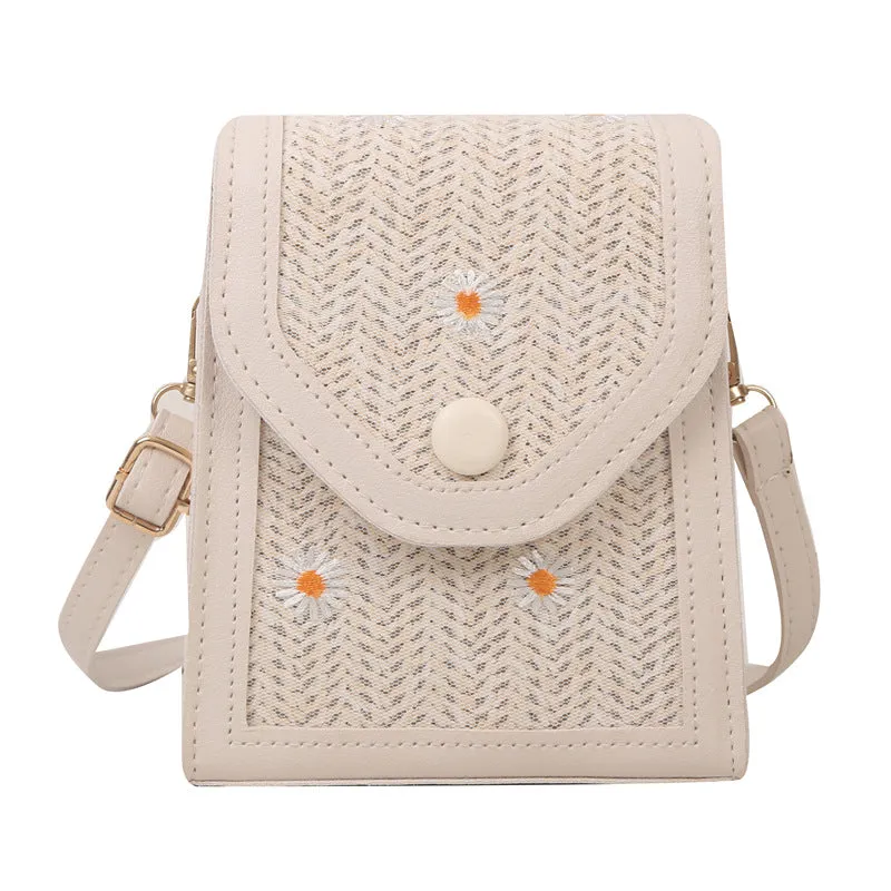 Casual Straw Mobile Female Summer Fashion Phone Bags
