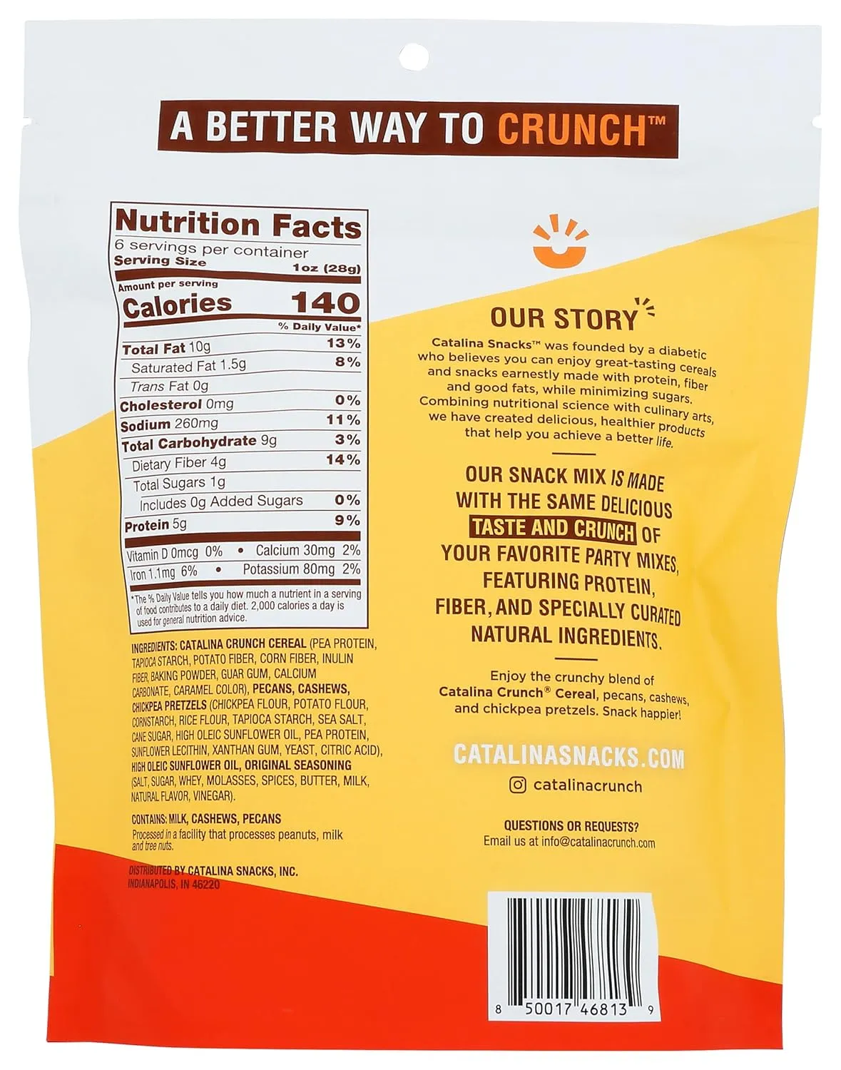 Catalina Snacks Crunch Traditional Snack Mix, Keto Friendly, Gluten Free, 6 Ounce (Pack of 6)