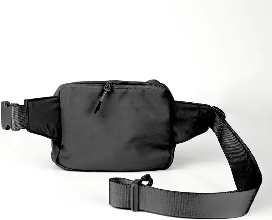 C.C Zipper Fanny Pack For Women Unisex - Daily Waist Crossbody Belt bag With Adjustable Strap (Black)