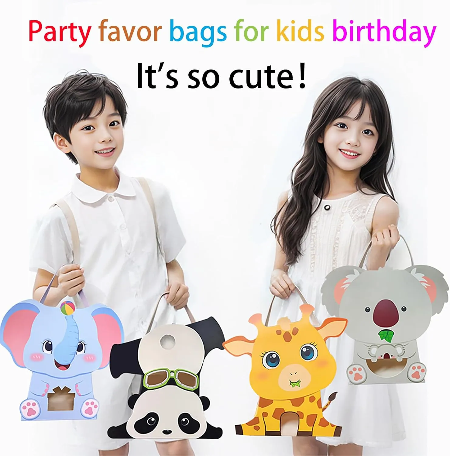 CcXxMming Kids Birthday Goodie Bags with Handles，Wildlife Theme Party Favor Bags, Animal-Shaped Paper Treat Bags with Window (30 Packs, 6 Designs) – Eco-Friendly for Jungle Safari Parties