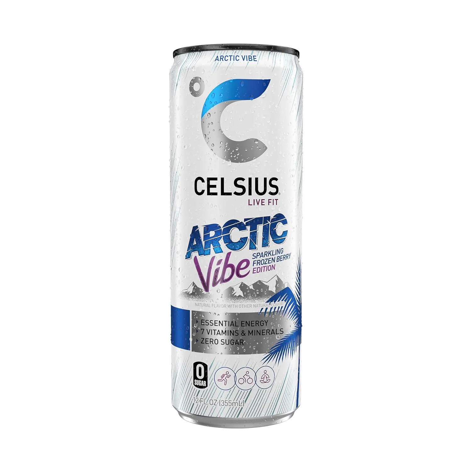 CELSIUS Arctic Vibe Sparkling Frozen Berry, Functional Energy Drink, 12 Fl Oz (Pack of 12)