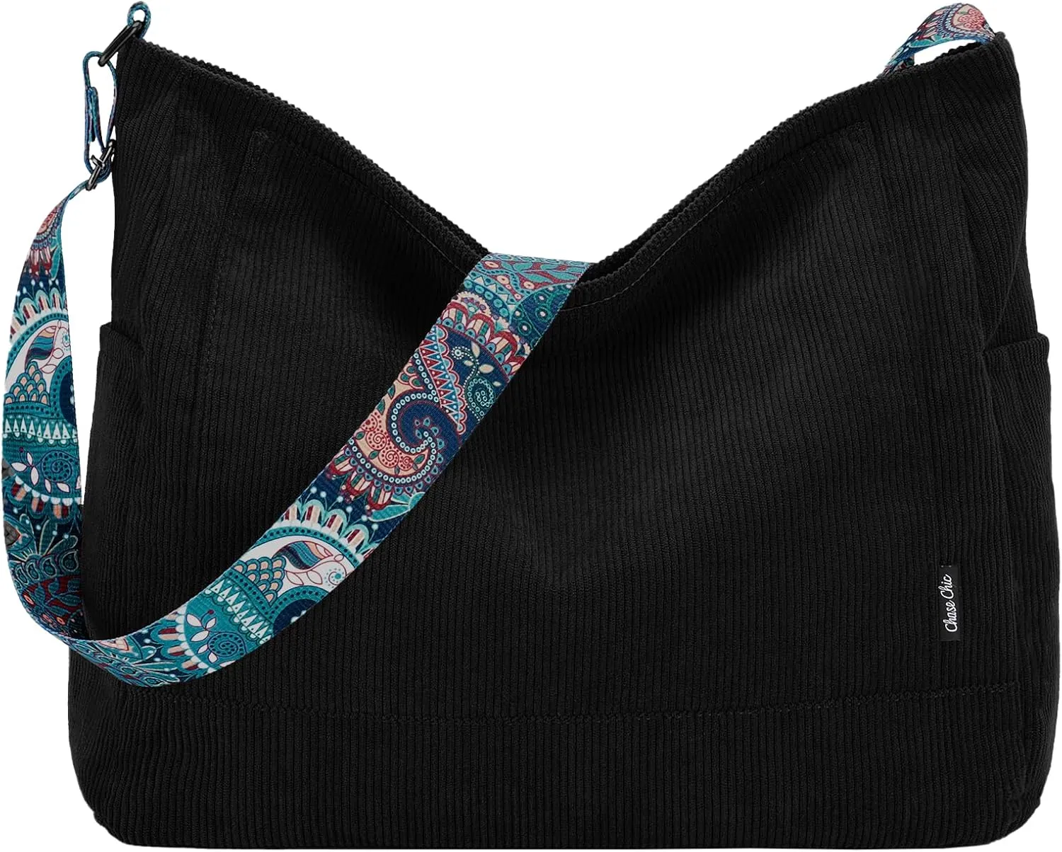 Chase Chic Corduroy Tote Bag for Women, Large Messenger Bag Crossbody Hobo Bag Convertible Shoulder Handbag for Work