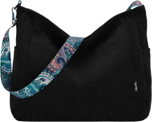 Chase Chic Corduroy Tote Bag for Women, Large Messenger Bag Crossbody Hobo Bag Convertible Shoulder Handbag for Work