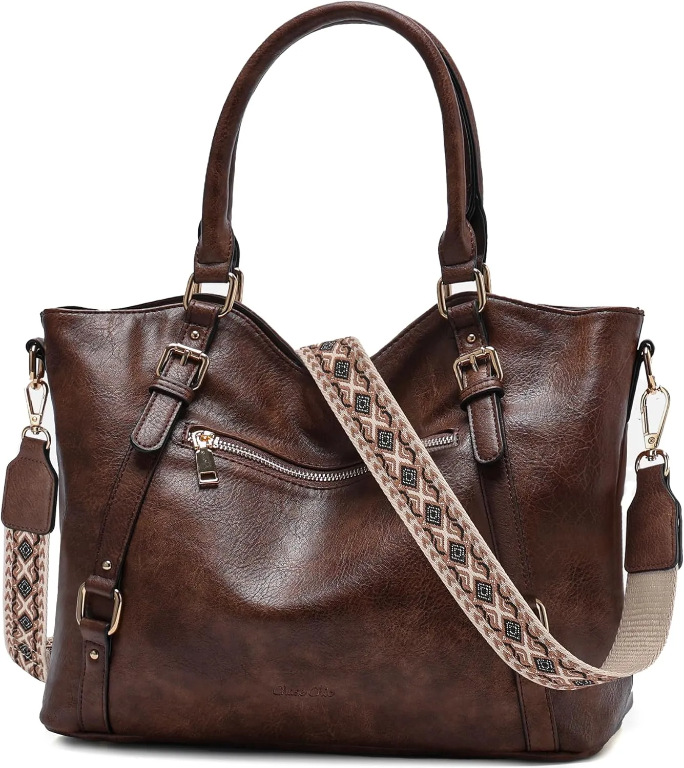 Chase Chic Leather Hobo Bags for Women, Medium Shoulder Purses Handbags Satchel Tote Purse with Crossbody Starp