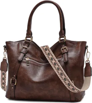 Chase Chic Leather Hobo Bags for Women, Medium Shoulder Purses Handbags Satchel Tote Purse with Crossbody Starp