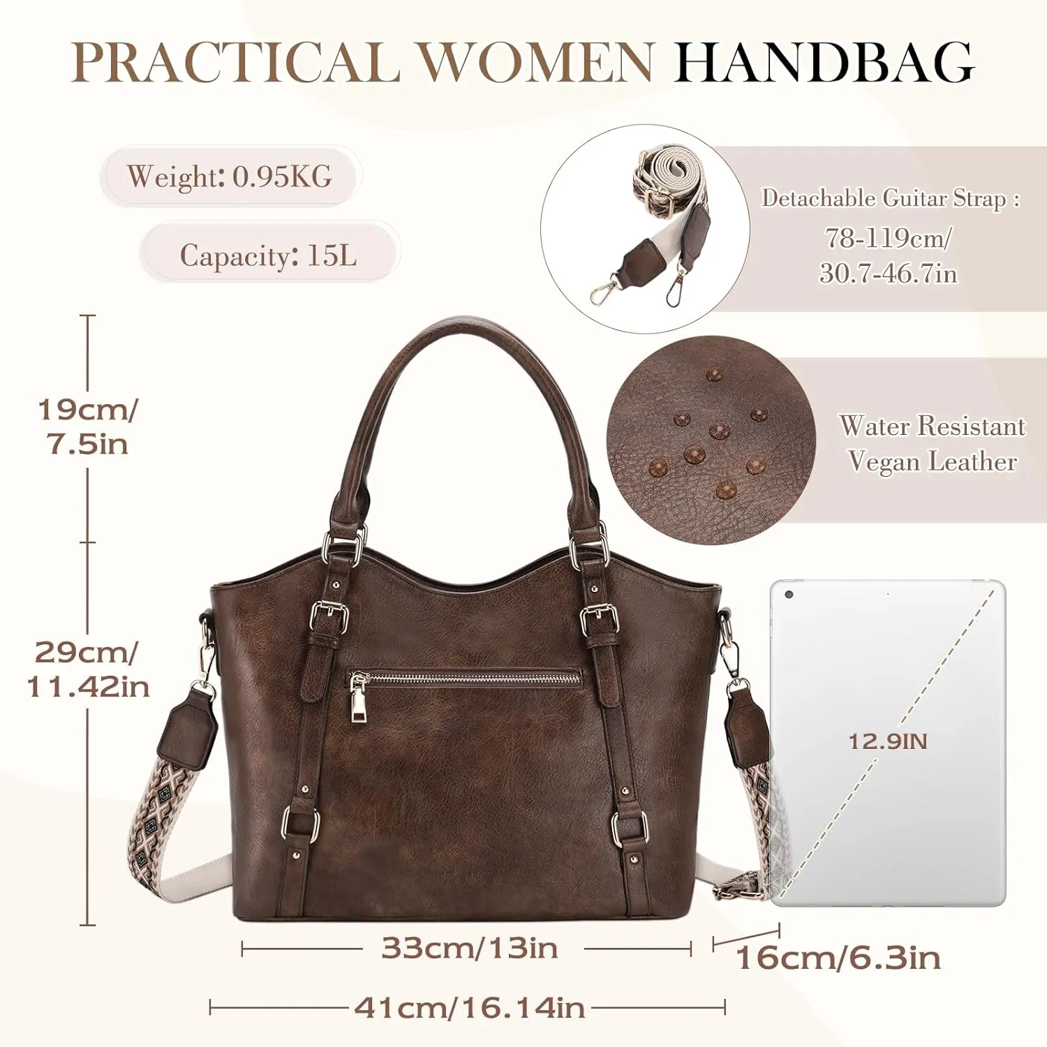 Chase Chic Leather Hobo Bags for Women, Medium Shoulder Purses Handbags Satchel Tote Purse with Crossbody Starp