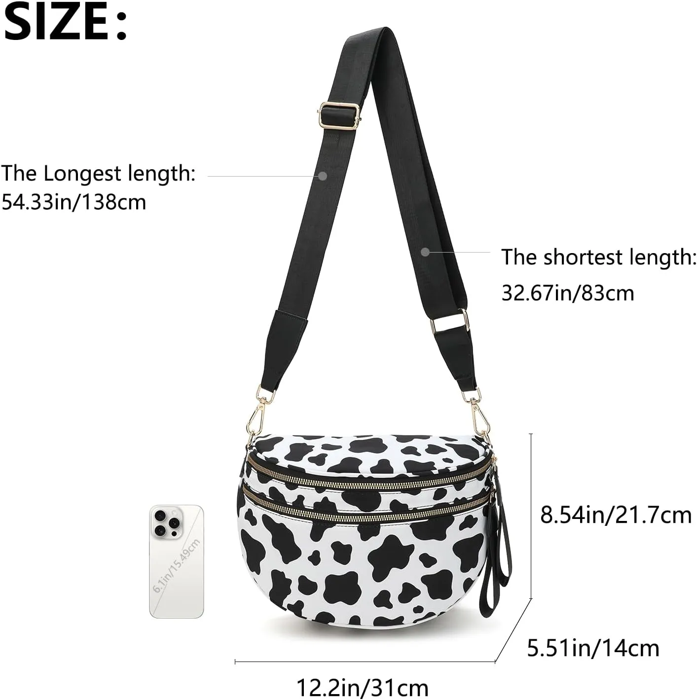 Checkered Crossbody Bag for Women Solid-color Shell Fashionable Sports Checkered Waist and Single-shoulder Purse Bag (Black grey checkered)