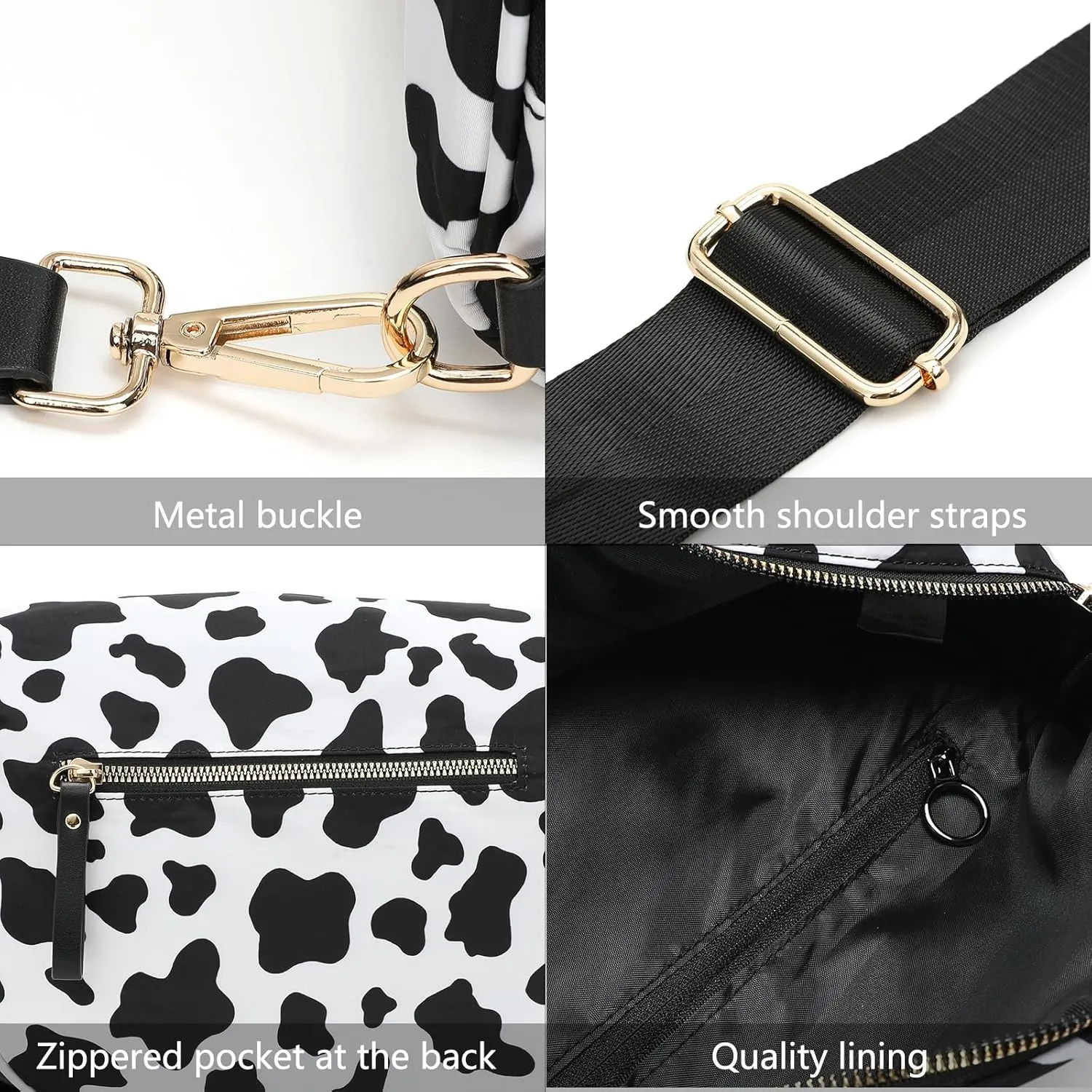 Checkered Crossbody Bag for Women Solid-color Shell Fashionable Sports Checkered Waist and Single-shoulder Purse Bag (Black grey checkered)