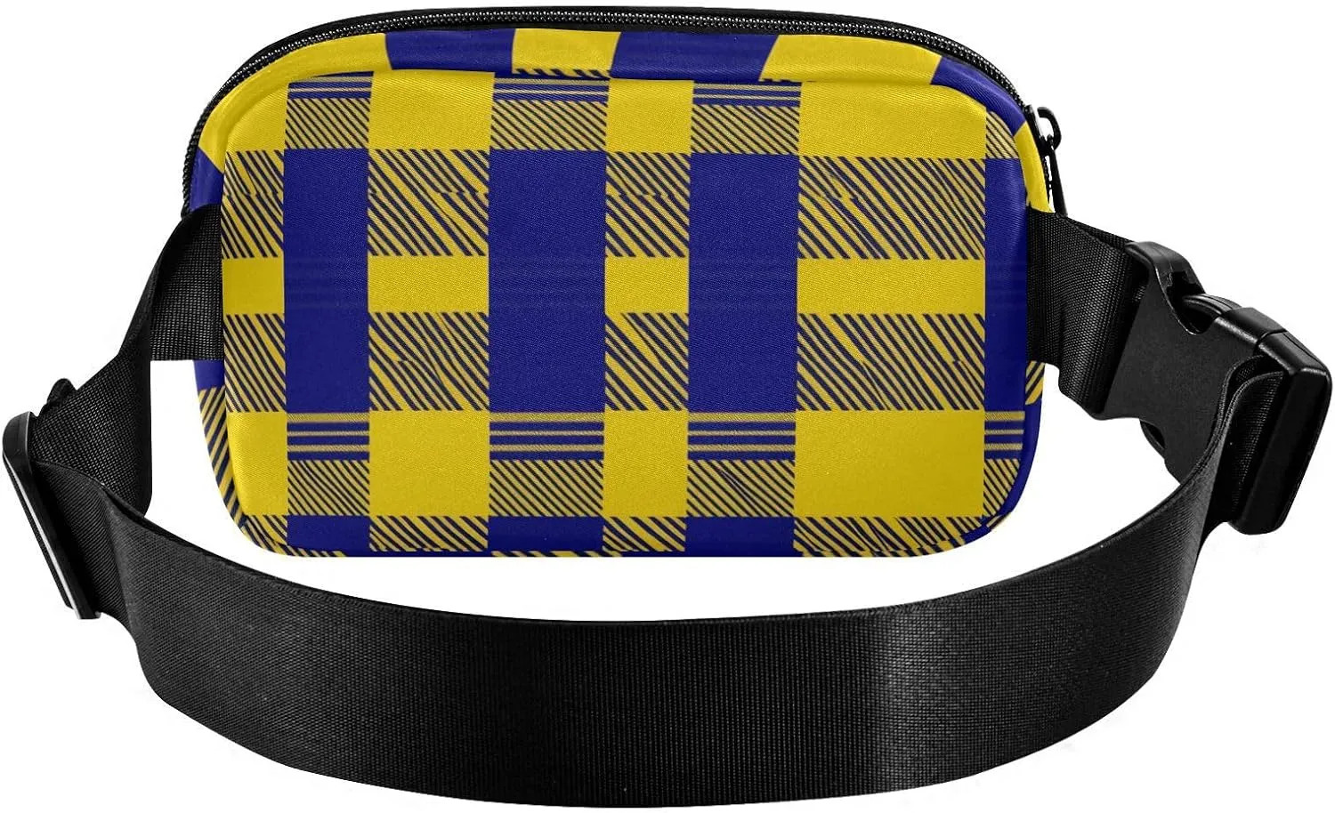 Chest Belt Bum Bag for Men Women Buffalo Plaid Check Yellow Royal Blue Fanny Pack Crossbody Sling Bags Large Capacity Travel Passport Wallet for Cycling Hiking Gym
