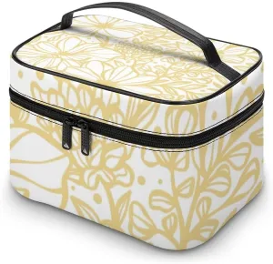 CHIGUA Elegant Vintage Summer Floral Portable Travel Organizer Cosmetic Bag for Women Makeup Bag Handy Toiletry Washing Bag Receiving Bag Accessories Travelling Essentials Storage Pouch