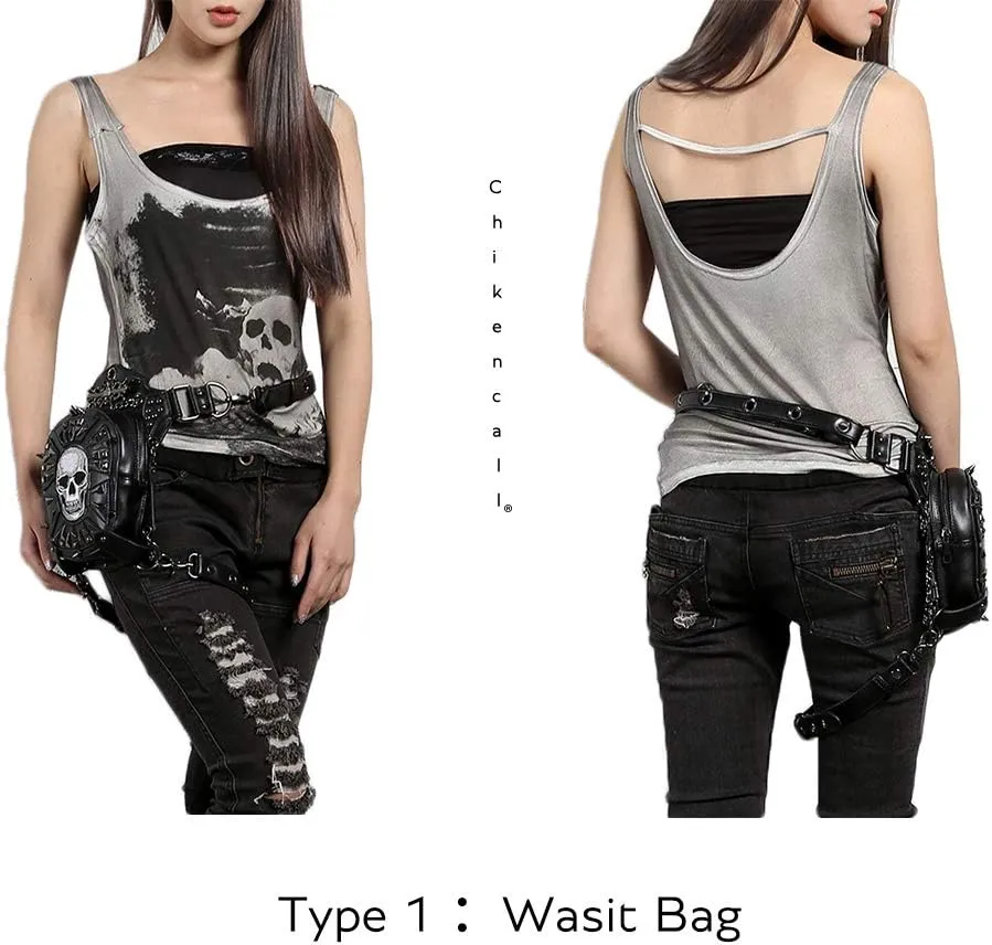 Chikencall® Gothic Steampunk Waist Bag,Men Women Multi-Purpose Tactical Drop Leg Arm Bag Pack Waist Fanny Packs Messenger Shoulder Bag Purse Pouch Bag
