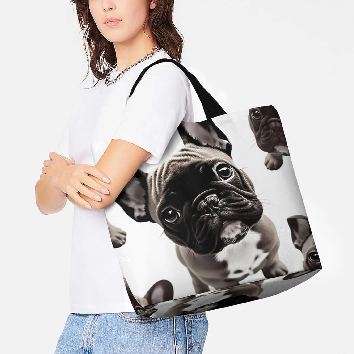 Chinese Style Mandarin Ducks Tote Bag for Women Reusable Grocery Shoulder Bags Shopping Bag for Travel, Groceries