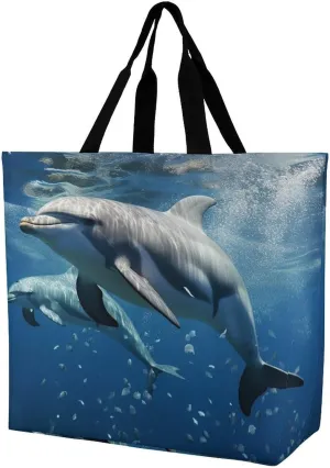 Chinese Style Mandarin Ducks Tote Bag for Women Reusable Grocery Shoulder Bags Shopping Bag for Travel, Groceries