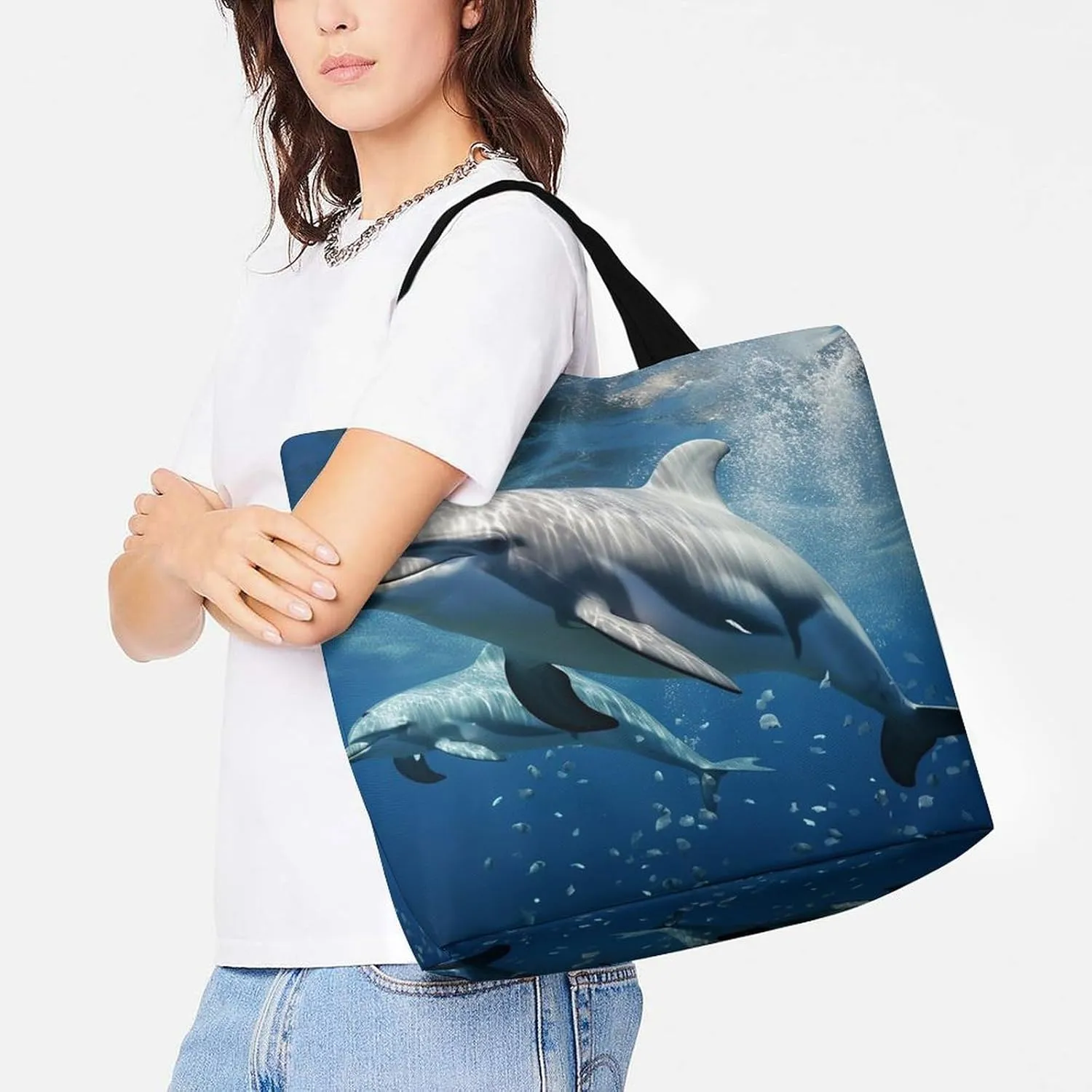 Chinese Style Mandarin Ducks Tote Bag for Women Reusable Grocery Shoulder Bags Shopping Bag for Travel, Groceries