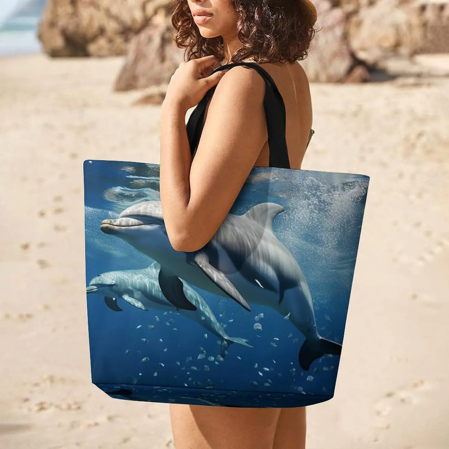 Chinese Style Mandarin Ducks Tote Bag for Women Reusable Grocery Shoulder Bags Shopping Bag for Travel, Groceries