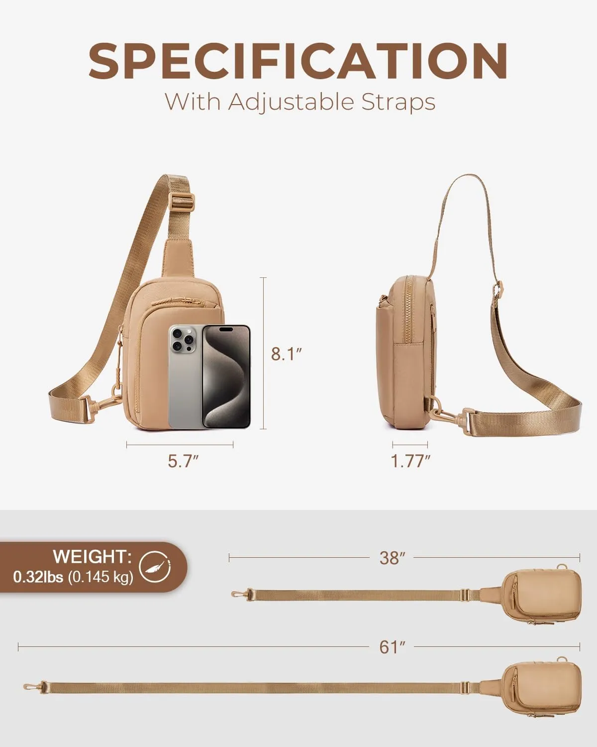 CHOLISS Small Crossbody Bags for Women and Men, Sling Bag for Women and Men Trendy, Fanny Packs Chest Bag with Extended Strap