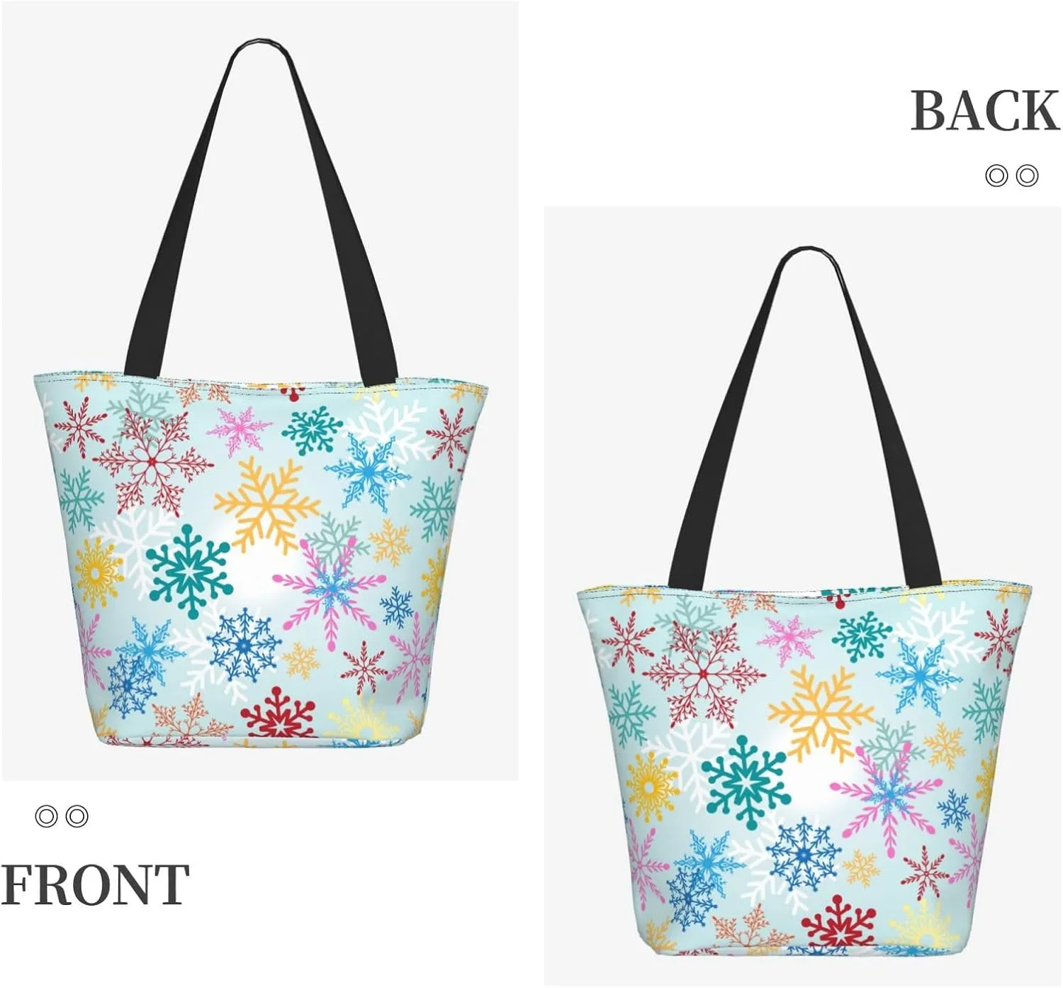 Christmas Snowflakes Blue Tote Bag Women Reusable Shopping Bags Shoulder Bag Portable Storage HandBags