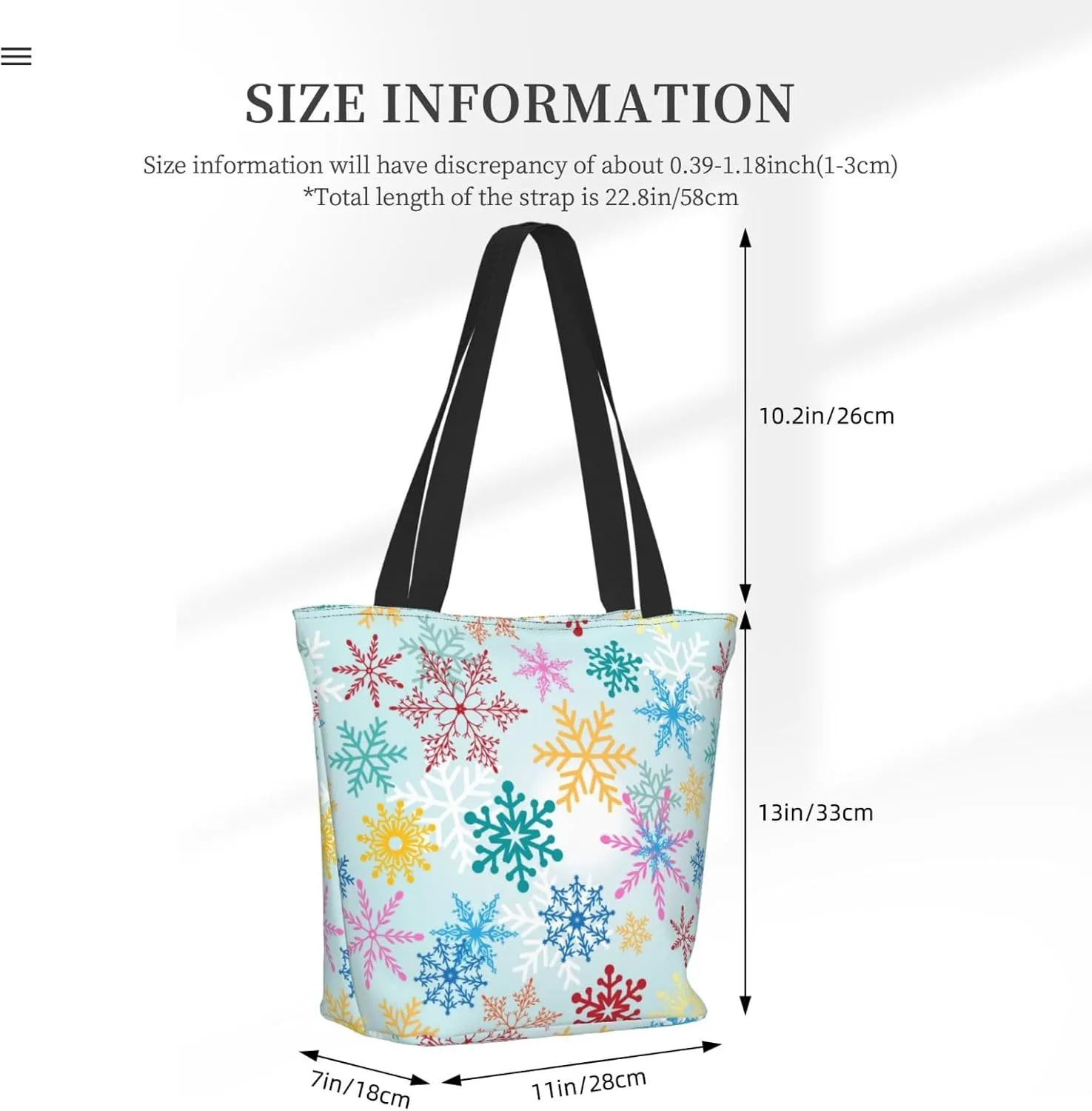 Christmas Snowflakes Blue Tote Bag Women Reusable Shopping Bags Shoulder Bag Portable Storage HandBags