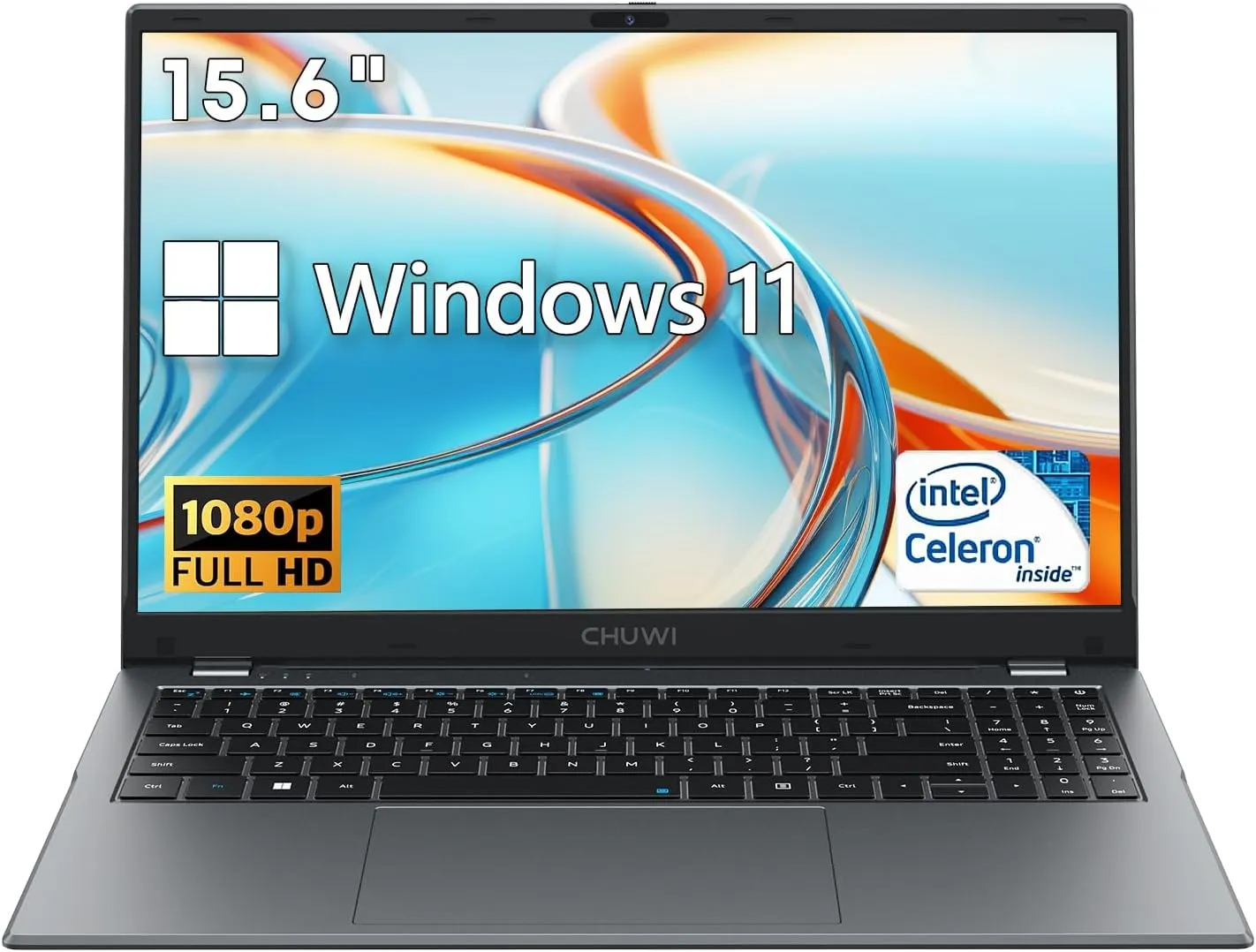 CHUWI HeroBook Plus Laptop 15.6'', 8GB RAM, 256GB SSD, FHD 1920x1080 Display, Intel Celeron 4020, Windows 11 Laptop Computer, WiFi, Bluetooth, HDMI, RJ-45, Type-C, 5000mAh, TF Card, Webcam, Speakers