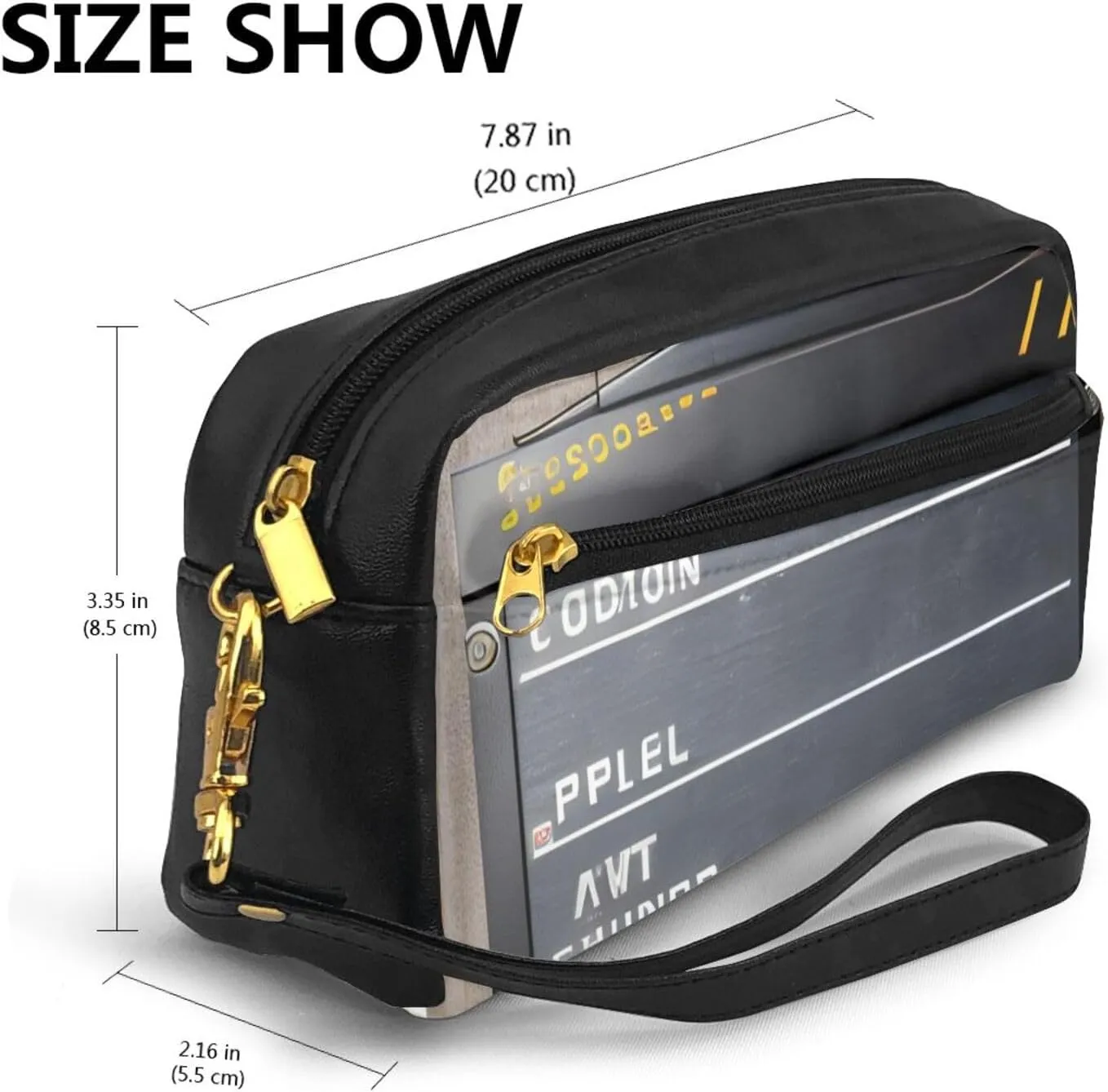 Cinema Movie Clapboard And Popcorn Leather Portable Cosmetic Bag Makeup Bag Cute Toiletry Pouch For Women Travel Essentials