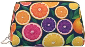 Citrus Fruit Printed Small Makeup Bag,Travel Cosmetic Bag Purse with Zipper,Water-resistant Makeup Organizer Bag for Women
