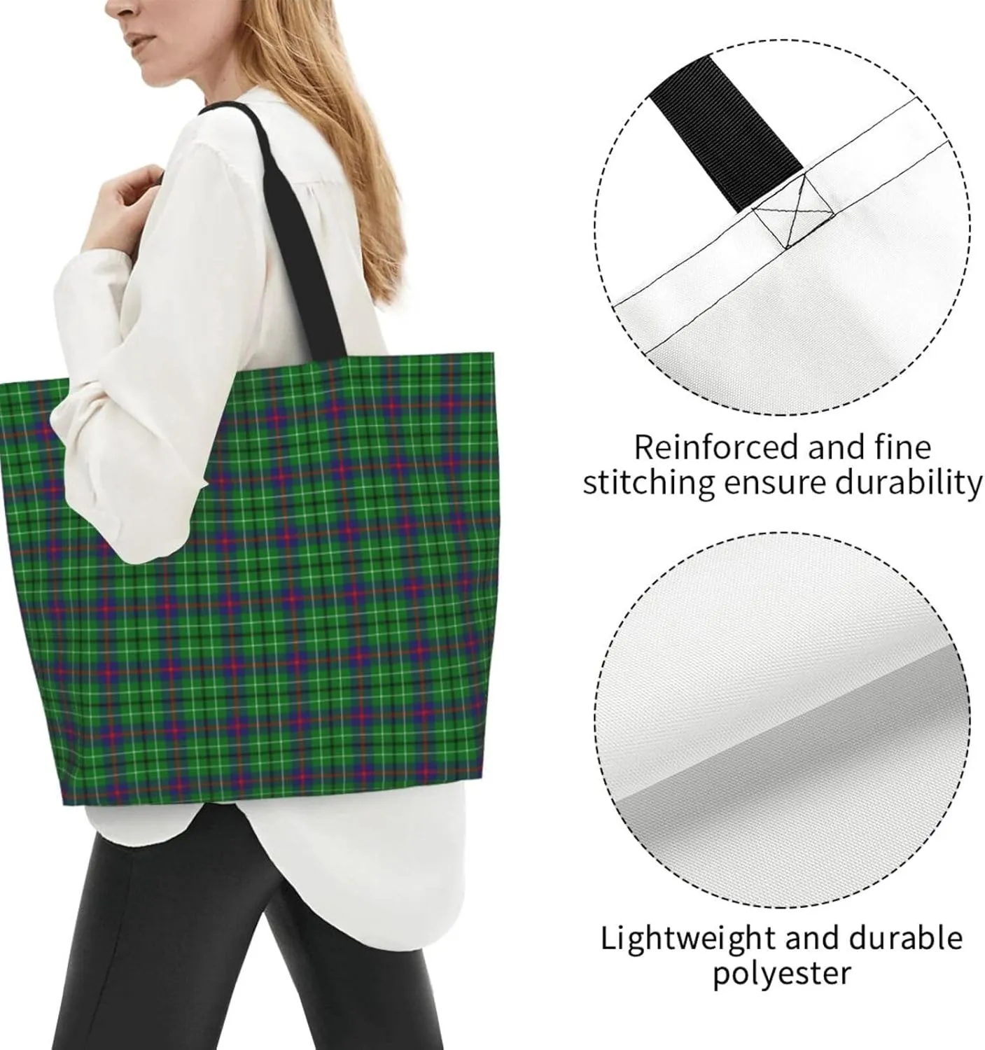 Clan Mackay Tartan Plaid Scottish Tote Bag For Women Weekender Travel Bag Reusable Grocery Bags Large Totes Handbags