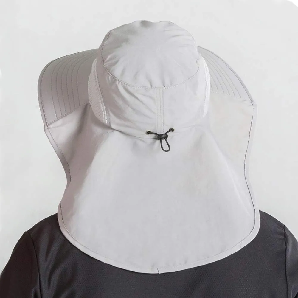 CLAPE Sun Protection Hats for Men Women Wide Brim Fishing Hats with Neck Flap Quick Dry Breathable Safari Hiking Cap