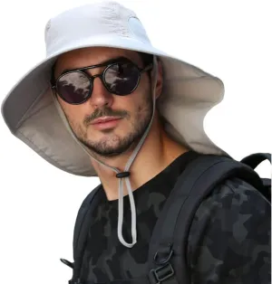 CLAPE Sun Protection Hats for Men Women Wide Brim Fishing Hats with Neck Flap Quick Dry Breathable Safari Hiking Cap