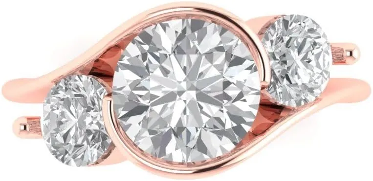 Clara Pucci 3.5Ct Round cut Genuine Lab Created Diamond VS1-2, G-H 18k - Solid White Gold Three-Stone Promise anniversary Engagement Ring