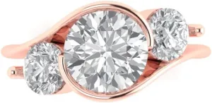 Clara Pucci 3.5Ct Round cut Genuine Lab Created Diamond VS1-2, G-H 18k - Solid White Gold Three-Stone Promise anniversary Engagement Ring