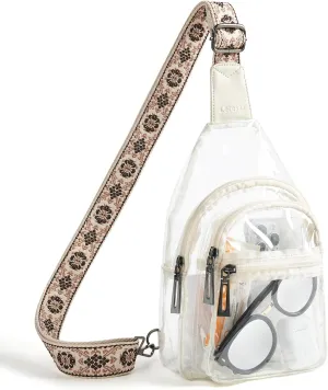 Clear Sling Bag - Stadium Approved Purse Backpack Crossbody Fanny Pack for Women & Men - Concert Events