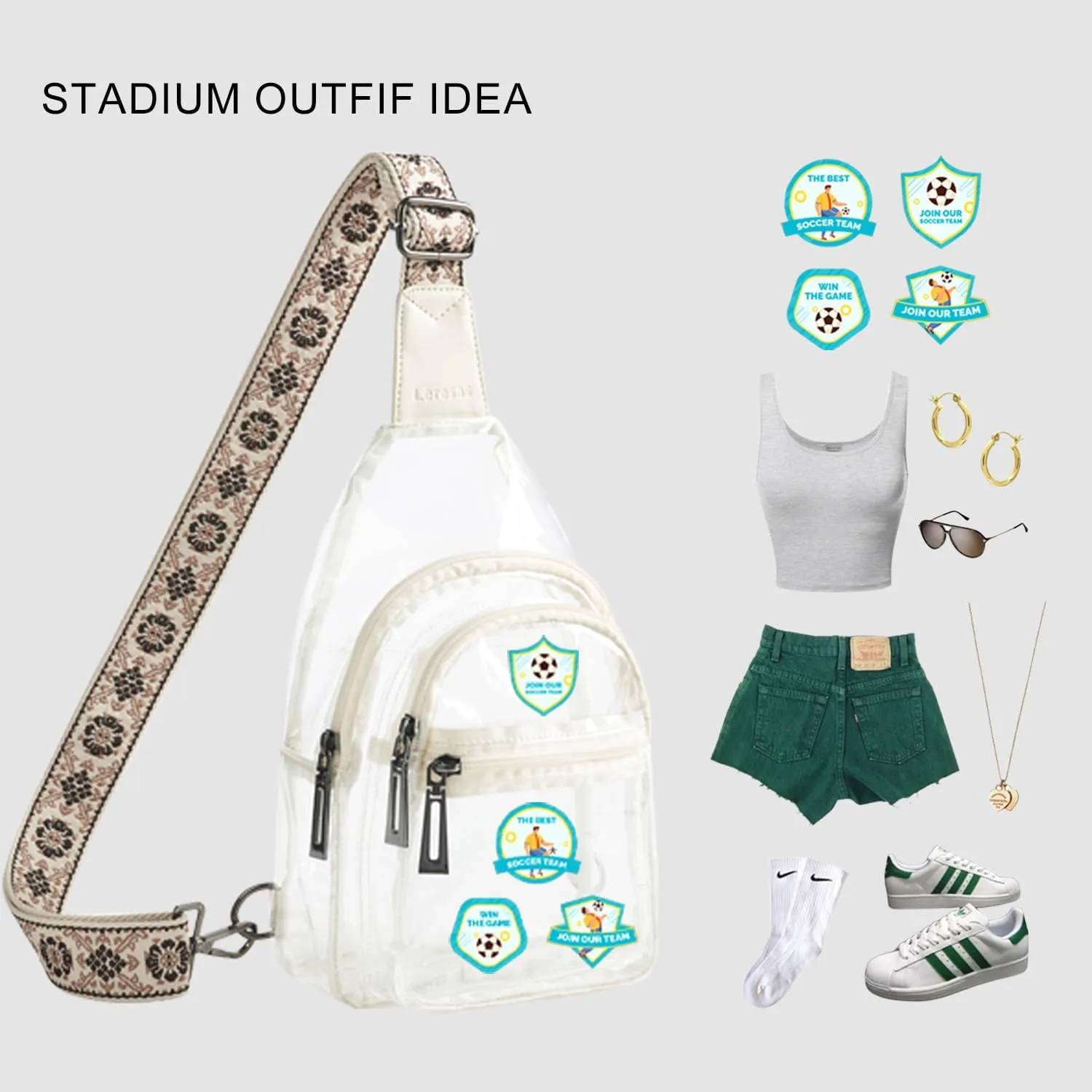 Clear Sling Bag - Stadium Approved Purse Backpack Crossbody Fanny Pack for Women & Men - Concert Events