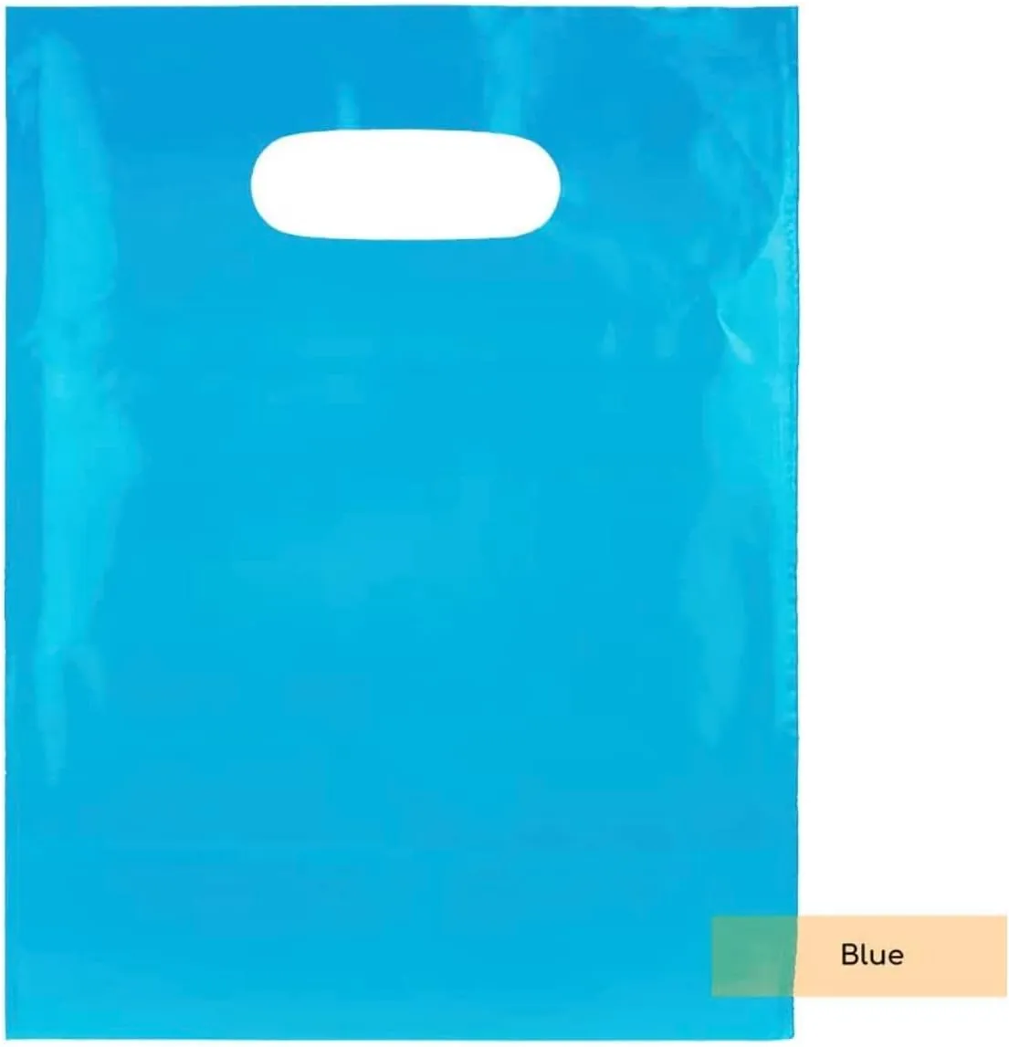 ClearBags 100 Blue Handle Bags 12x15, Extra Thick 2.25 Mil Retail Plastic Shopping Merchandise Gift Bags Tear Resistant Strong Durable Anti Stretch For Small Business LDPE Die Cut, 100% Recyclable