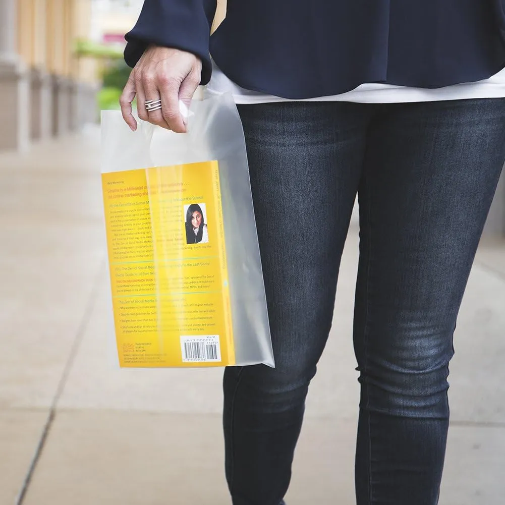 ClearBags 100 Frost Handle Bags 12x15, Extra Thick 2.25 Mil Retail Plastic Shopping Merchandise Gift Bags Tear Resistant Strong Durable Anti Stretch For Small Business LDPE Die Cut, 100% Recyclable