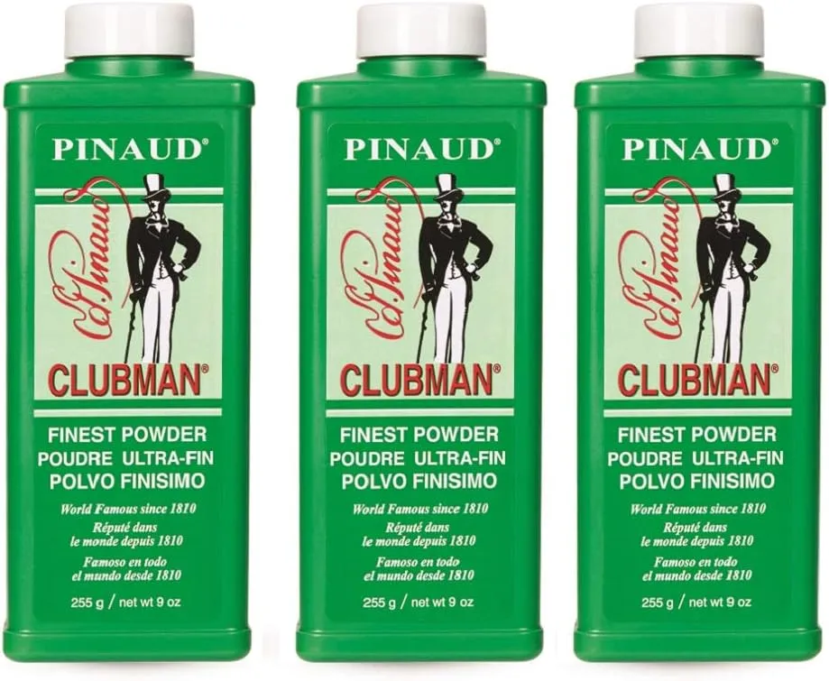 Clubman Pinaud Finest Powder, Classic White Powder for Men, Protection Against Sweat and Body Odor, 9 oz x 3 Packs