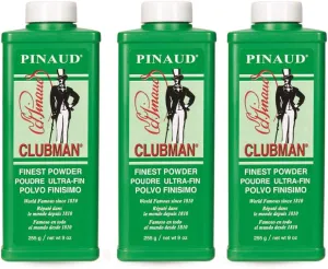 Clubman Pinaud Finest Powder, Classic White Powder for Men, Protection Against Sweat and Body Odor, 9 oz x 3 Packs