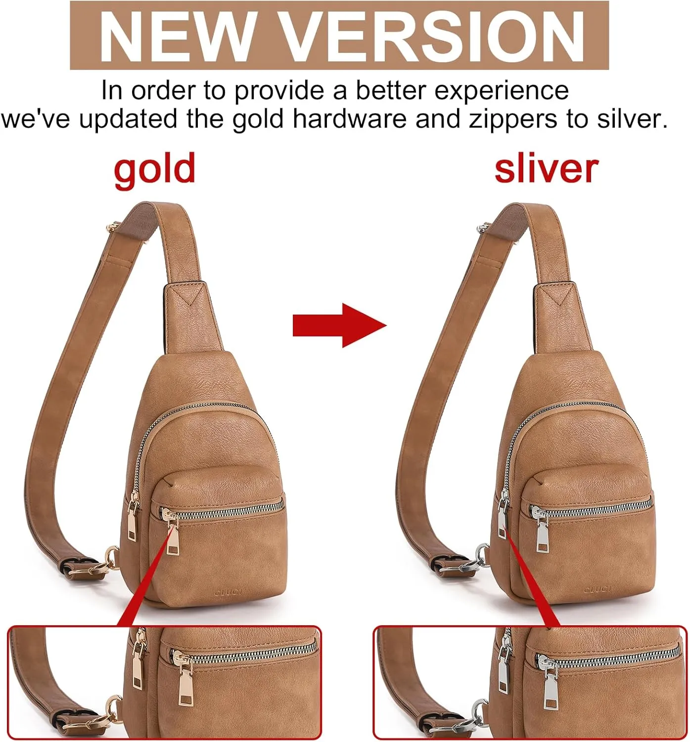 CLUCI Small Sling Bag for Women, Leather Crossbody Fanny Packs Trendy, Women's Chest Bag