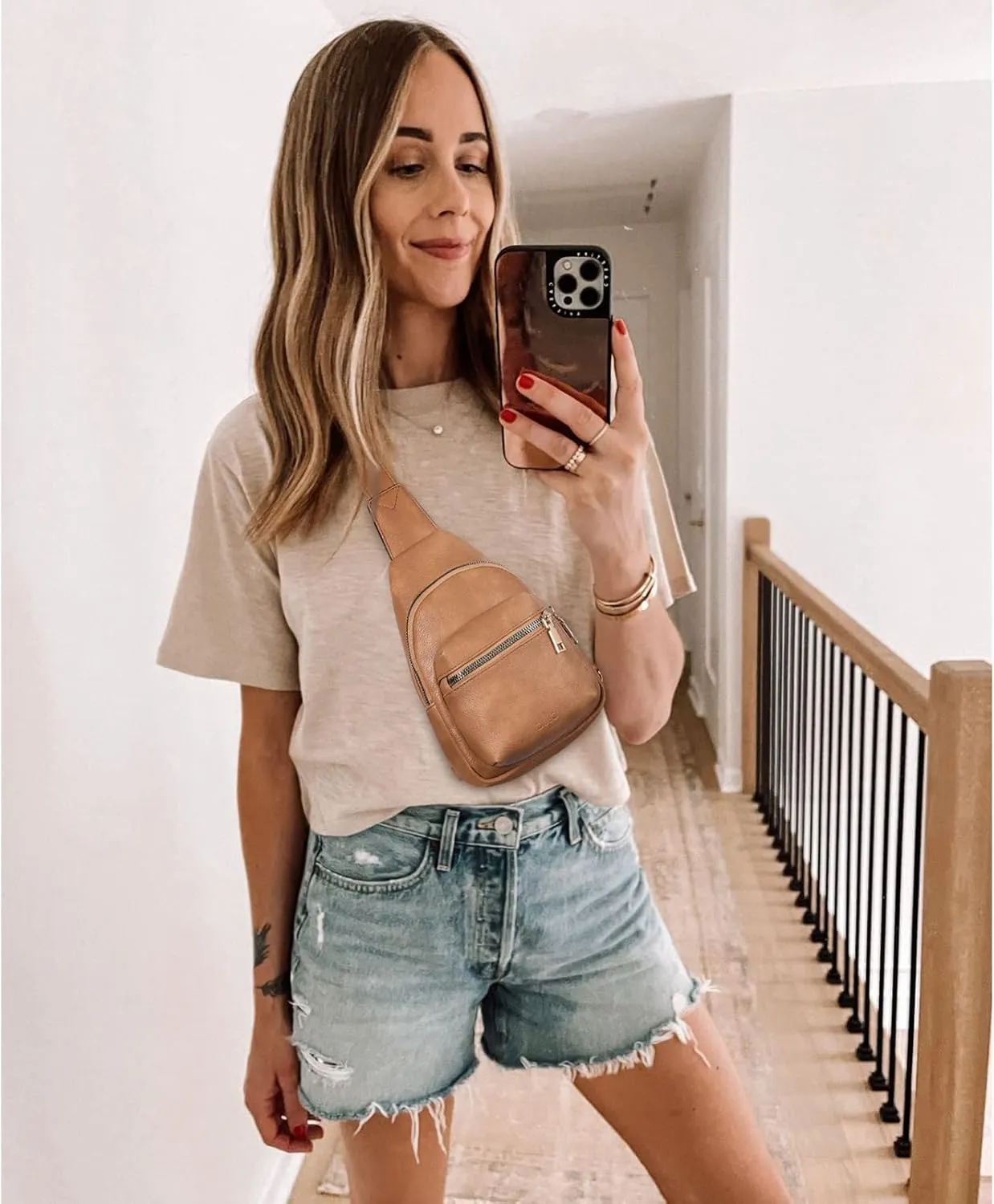 CLUCI Small Sling Bag for Women, Leather Crossbody Fanny Packs Trendy, Women's Chest Bag