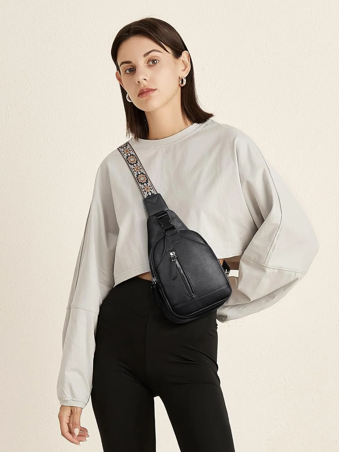 CLUCI Small Sling Bag for Women Vegan Leather Crossbody Chest Bags Trendy, Women's Fanny Pack
