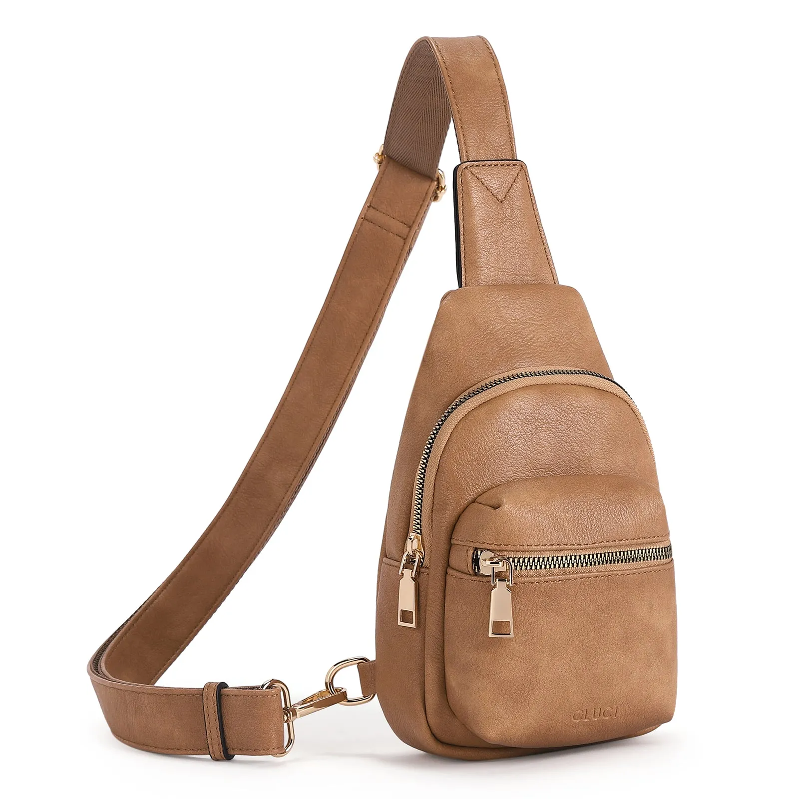CLUCI Small Sling Bag Leather Crossbody Fanny Packs Trendy Women's Chest Bag
