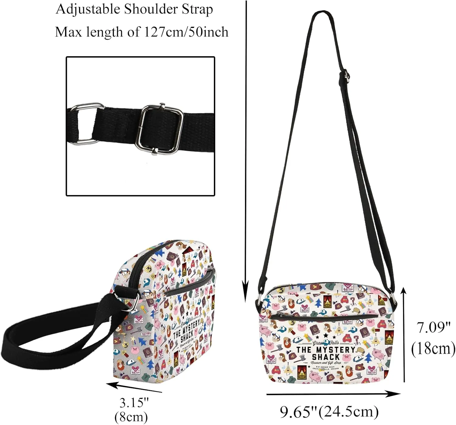 CMNIM Mystery Shack Gifts Bill C-ipher Crossbody Bag Cartoon Inspired Gifts for Cartoon Lovers Fans Family Vacation Gifts