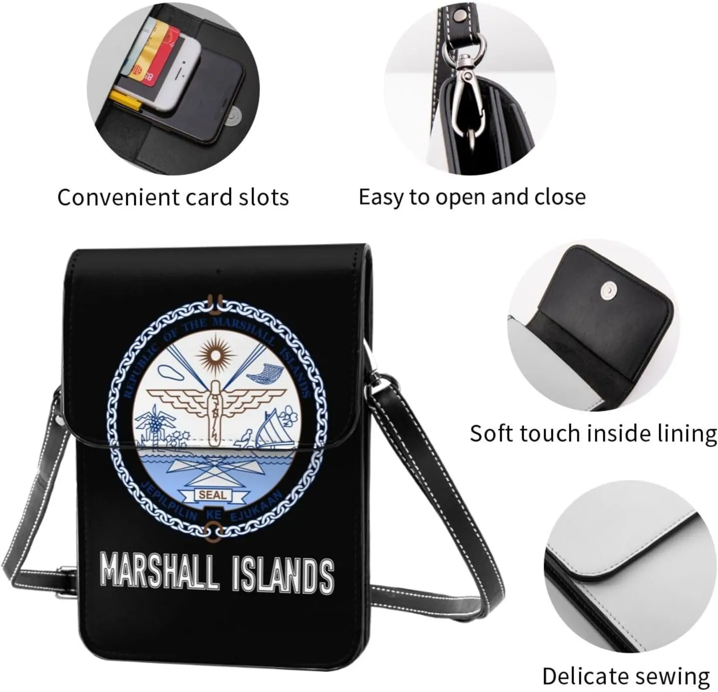 Coat of Arms of Mozambique Mozambican Flag Emblem Small Crossbody Purse Cell Phone Bag for Women