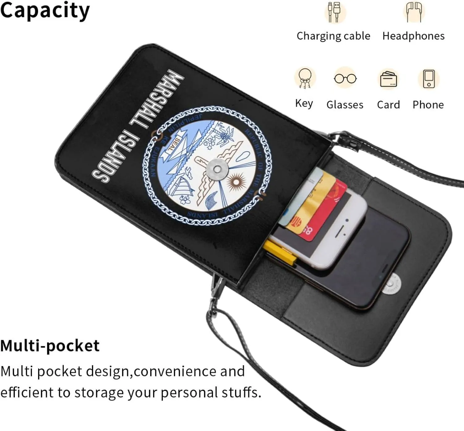 Coat of Arms of Mozambique Mozambican Flag Emblem Small Crossbody Purse Cell Phone Bag for Women